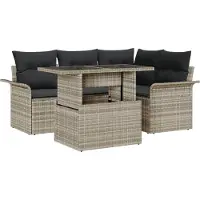 vidaXL Gartensofa-set 5 Stk. Hellgrau Poly-Rattan