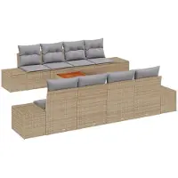 vidaXL Gartensofa-set 9 stk. Beige Poly-Rattan