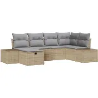 vidaXL Gartensofa-set 6 stk. Beige Poly-Rattan