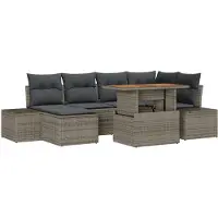 vidaXL Garten-Sofa-Set 7 Stk. Grau Poly Rattan