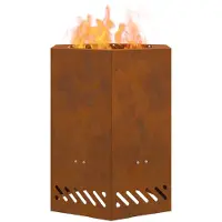 vidaXL Rauchfreie Feuerstelle Rostig 38 x 38 x 51 cm Wetterfeststahl