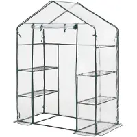 Helloshop26 Gewächshaus aus Stahl und PVC mit integrierten Regalen 140 x 73 x 195 cm 03_0008250