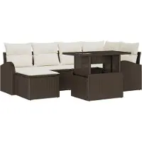 vidaXL Gartensofa-set 7 Stk. Braun und Creme Poly-Rattan