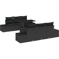 vidaXL Garten-Sofa-Set 7 Stk. Schwarz