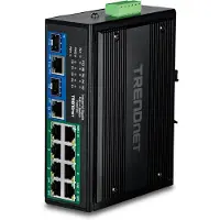 Trendnet TI-BG108 - Version v1.0R - Switch - industriell - unmanaged - 8 x 10/100/1000 (PoE++) + 2 x Combo Gigabit SFP/RJ-45