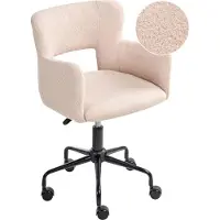Beliani Bürostuhl Beige Stoffbezug Bouclé Gesteppt mit Armlehnen Rollen Gasdruckfeder Höhenverstellbar Drehbar Büro Wohnzimmer Esszimmer Drehstuhl