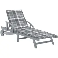Helloshop26 - Sonnenliege Deckstuhl Sonnenbett Gartenbett Terrassenmöbel mit Kissen massives Akazienholz 02_0012388