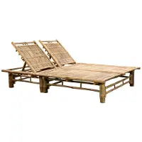 Helloshop26 - Sonnenliege Deckstuhl Sonnenbett Gartenbett Terrassenmöbel für 2 Personen Bambus 02_0012911
