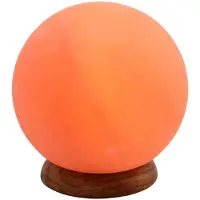 WAGNER LIFE Salzleuchte Planet, 2 kg, Holzsockel, bernstein Planet, gelb / orange, für Wohn- / Esszimmer, Stein, Tischlampe