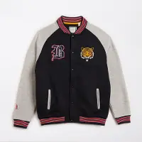 Brave Soul Junge Baseball Bomber Jacke Dunkelblau/Hellgrau Melange