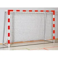 Sport-Thieme Handballtor in Bodenhülsen stehend, 3x2 m, Rot-Silber, Verschraubte Eckverbindungen