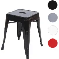Mendler Hocker HWC-A73, Metallhocker Sitzhocker, Metall Industriedesign stapelbar ~ schwarz