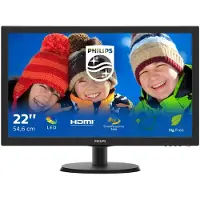 Philips V Line LCD-Monitor mit SmartControl Lite 223V5LHSB2/00, 54,6 cm (21.5"), 1920 x 1080 Pixel, Full HD, LED, 5 ms, Schwarz