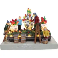 Santaville Blumenparade mit Delfter blauen Vasen mit LED-Polyresin 18 cm (multi)