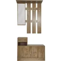 HTI Garderobe Thekla, Garderobenpaneel mit Spiegel (90x116x22cm) und Schrank (90x75x24cm)