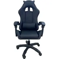 HTI Gamingstuhl Krit Schwarz Kunstleder, ergonomisch, Lordosenstütze mit Massagefunktion, Kippfunktion, 110 kg