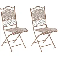 CLP 2er Set Gartenstühle Kiran klappbar aus Eisen im Jugendstil für den Außenbereich antik braun