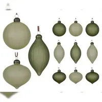 Kaemingk 12 Weihnachtskugeln Glas 8cm Rillen matt Christbaumkugeln Weihnachtsbaumkugeln Weihnachtsdeko Baumschmuck Christbaumschmuck Dekoration Grün