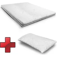 Sleezzze Kaltschaumtopper Supportho Premium Topper 120 x 200 cm H3, Höhe 9 cm, Härtegrad H3 mit antibakteriellem Bezug CloudComfort Basic Gel-Flocken Kissen 40 x 80 cm