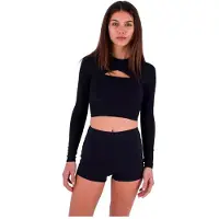 Hurley Max Solid Rib Cropped Cross Yoke Langarm-rash Guard