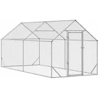 vidaXL Hühnerkäfig Silber 400 x 170 x 177 cm Verzinkter Stahl