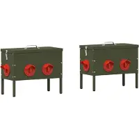 vidaXL Hühnerfütterer 2 Olive Grün 41,5 x 20,5 x 33 cm 15 kg