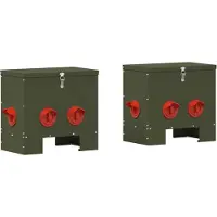 vidaXL Hühnerfütterer 2 pcs Olive Grün 40,5 x 25 x 38 cm