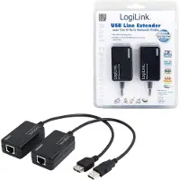 Logilink UA0021D, USB Typ-A, RJ-45, Männlich/weiblich, Schwarz, 0,3 m, Stecker