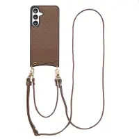 Selencia Samsung Galaxy S25 FE Hülle - Kunstleder - - Backcover/Hülle mit Band/Hard Case - Dunkelbraun
