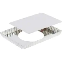 Gobel - Tortenform, rechteckig, geriffelt - Weißblech - Hebeboden - 290x205 mm Ø außen / 275x195mm Ø innen - H 25mm - 125810