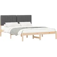 vidaXL Bettgestell mit gepolstertem Kopfteil Dunkelgrau 150 x 200 cm