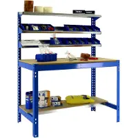 Simon Rack PROREGAL Werkbank BUFFALO mit Frontablage | HxBxT 84x90x61cm | Traglast 400kg | Blau