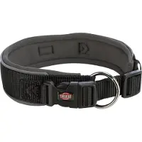 Trixie Premium Halsband Hond Extra Breed Zwart / Grafiet Grijs
