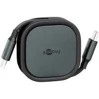 Goobay Selbstaufrollendes USB-C-Kabel, 1 m, schwarz;silber