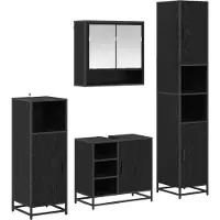 vidaXL Badezimmermöbel-Set 4 pcs Schwarz Eichen-Optik Holzwerkstoff