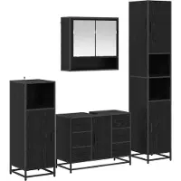 vidaXL Badezimmermöbel-Set 4 stk. Schwarz Eichen-Optik