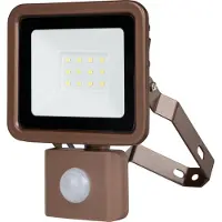 REV LED-Fluter Eco+, mit Bewegungssensor, 10W, 6500K, 800lm, kaltweiß, IP44, bronze
