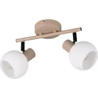 TRIO Leuchten Deckenleuchte Boba, 2-flammig, beige, E14, Metall dimmbar, creme / amber, für Wohn- / Esszimmer, Metall, Modern, Strahler