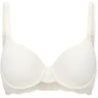 Schiesser Bügel-BH "Unique Cotton", Damen, Gr. 95, Cup B, weiß (off, weiß), Single Jersey, Obermaterial: 90% Baumwolle, 10% Elasthan, BHs Bügel-BH, Spitzenband, mit Schale