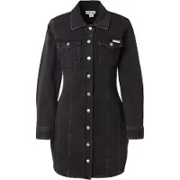Calvin Klein Damen Kleider Ls Denim Mini Dress Ck - Antraciet - Größe M