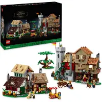 LEGO Icons Mittelalterlicher Stadtplatz, Bauset für Gescchichtsliebhaber, mittelalterliches Dorf Felsa, Wohnzimmer-Deko, kreative Geschenkidee, beinhaltet 8 Minifiguren 10332