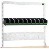 Bott Aufnahmerahmenset verso A6, für Werkbank verso, Schlitzplatte, 10 bottBoxen, B 1350 x T 435 x H 1357 mm, Stahlblech, RAL 7035 Lichtgrau