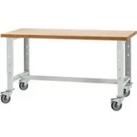 Schäfer Shop Werkbank, fahrbar, höhenverstellbar, B 1500 x T 700 x H 676-888 mm, lichtgrau RAL 7035