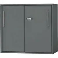 Schäfer Shop Anstell-/Aufsatz-Schiebetürenschrank Start Off, in Tischhöhe, abschließbar, B 800 x T 420 x H 726 mm, graphit/graphit
