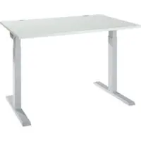 Schäfer Shop Schreibtisch ERGO-T 2.0, Rechteck, T-Fuß, B 1200 x T 800 x H 675-895 mm, lichtgrau/weißalu