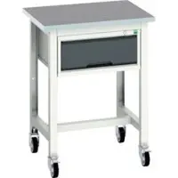 Bott Werkbank verso, Linoleum-Platte, 1 Schublade, mit Querstrebenset, B 700 x T 600 x H 930 mm, Lichtgrau / Anthrazitgrau