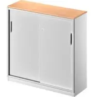 Schäfer Shop Schiebetürenschrank TETRIS SOLID, 3 OH, B 1200 x H 1170 mm, Mitteltrennwand, 19 mm Abdeckplatte, Buche/weißalu