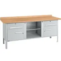 Schäfer Shop Kastenwerkbank PW 200-0, Buche Multiplexplatte, bis 750 kg, B 2000 x T 700 x H 840 mm, Weißaluminium