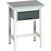 Bott Werkbank verso, Linoleum-Platte, 1 Schublade, mit Querstrebenset, B 700 x T 600 x H 780 - 930 mm, RAL 7035 Lichtgrau / Anthrazitgrau