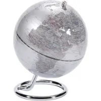 Troika Premium Mini-Globus ‚Galilei‘ – 13 cm Weltkugel mit Metallring silber